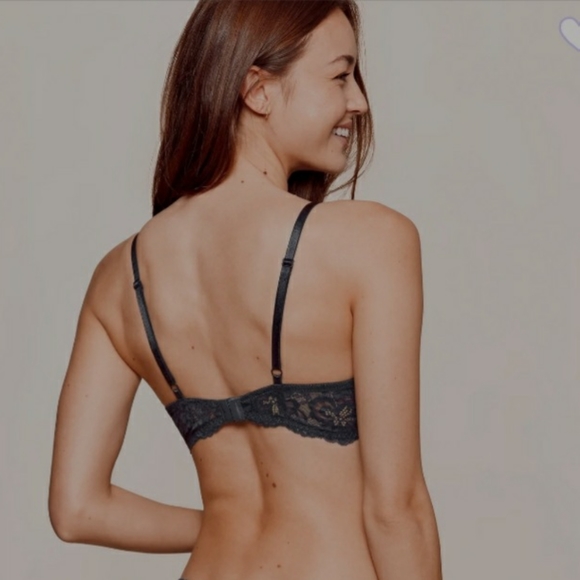 Adore Me Eve Push Up Plunge Bra 38d Romantic Floral Daisies Sheer Mesh Blue - Picture 3 of 10